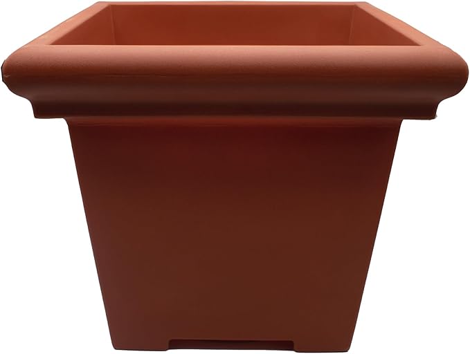 The HC Companies Terrazzo Square Plant Pot w/Drainage - Classic Planters for Outdoor Plants & Indoor Plants - Large UV-Resistant Plastic Pots for Plants (24”, Clay, Pack of 1)