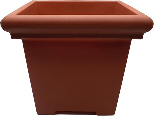 The HC Companies Terrazzo Square Plant Pot w/Drainage - Classic Planters for Outdoor Plants & Indoor Plants - Large UV-Resistant Plastic Pots for Plants (24”, Clay, Pack of 1)