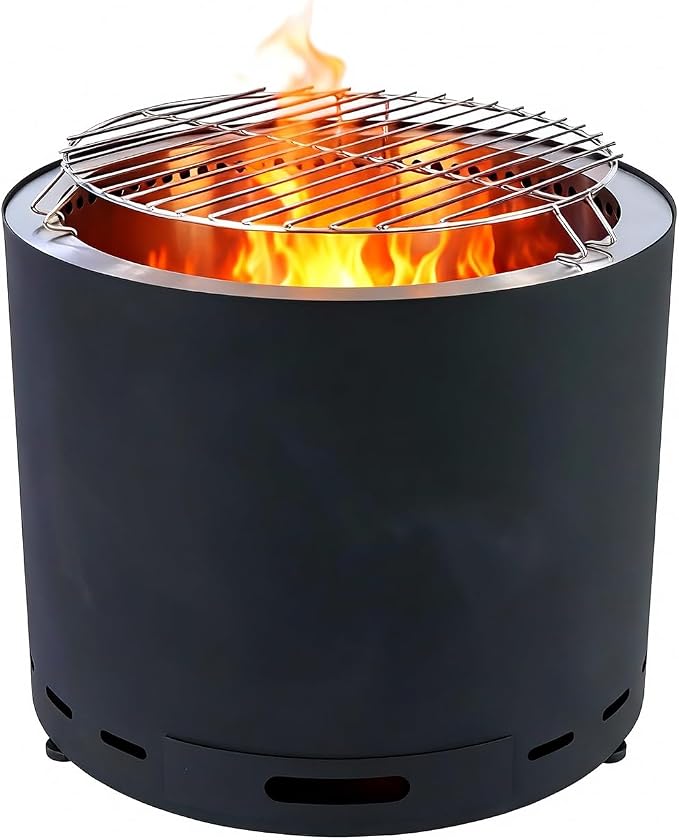 19" Smokeless Fire Pit, Portable Stainless Steel Wood Burning Outdoor Fireplace for Backyard, Patio, Garden, Picnic, Ideal for 4–6 People by PATIO-IN
