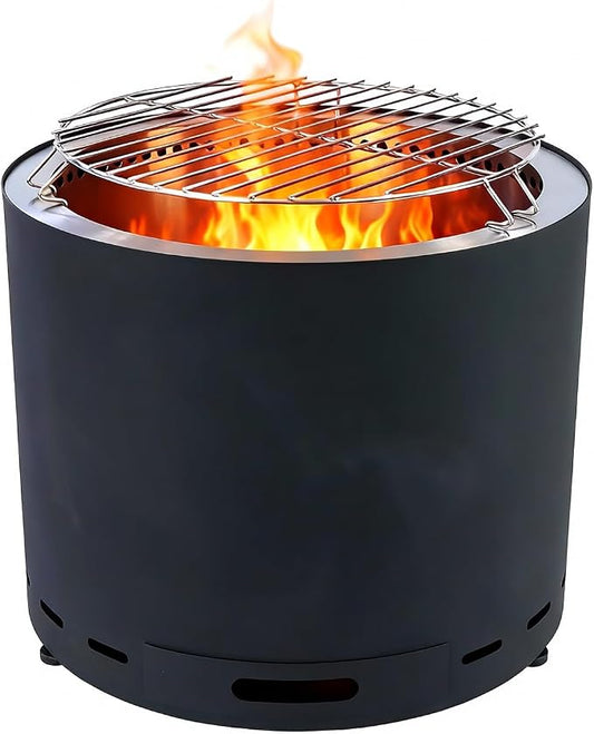 19" Smokeless Fire Pit, Portable Stainless Steel Wood Burning Outdoor Fireplace for Backyard, Patio, Garden, Picnic, Ideal for 4–6 People by PATIO-IN