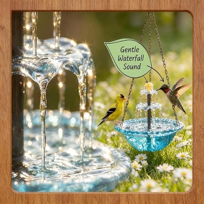 Hanging Solar Bird Bath Fountain 3 Layers,Solar Cascade Hanging Bird Bath Fountain,Hummingbird Water Fountain Solar with Solar Water Pump,Suitable for Gardens,Backyards,Patios,and Lawns. (Purple)