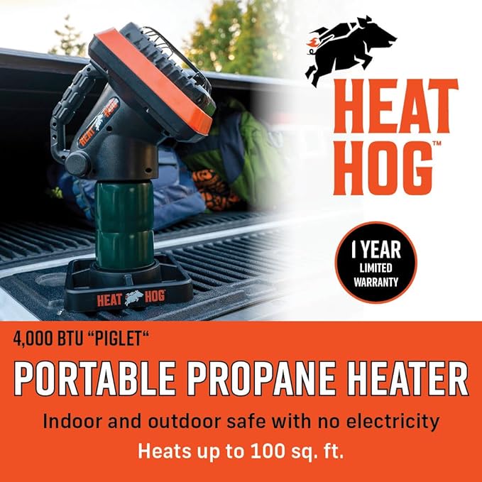 Heat Hog 4,000 BTU Portable Propane Radiant Space Heater, Indoor, Outdoor, Garage, Camping, Outdoor Sports, Boating, RVs, Angled Design, Gas Powered