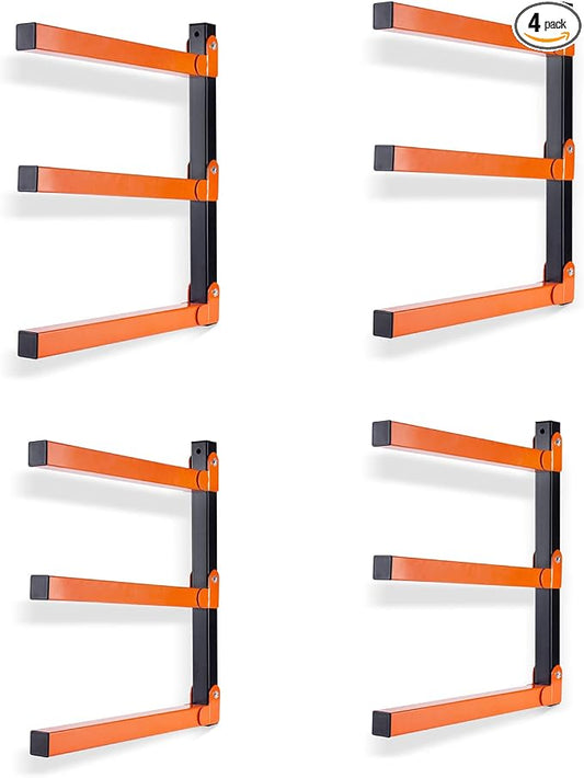 Ultrawall Wall Mount Wood Organizer and Lumber Storage Metal Rack with 3-Level - Indoor & Outdoor Use, 4 Pack by UltrawallGarageToolsOrganizer