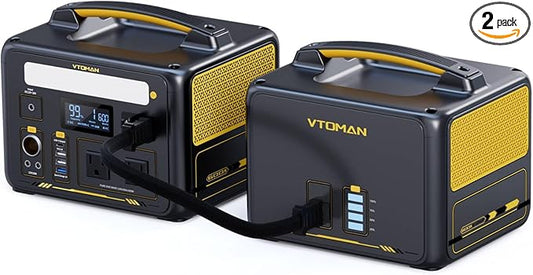 VTOMAN Jump600X 600W Portable Power Station with 640Wh Extra Battery, 939Wh Solar Generator LiFePO4 Battery, Peak 1200W AC Outlet, PD 60W USB-C, 3x12V/10A DC for Outdoor Camping, Off-grid, Home Backup by VTOMAN