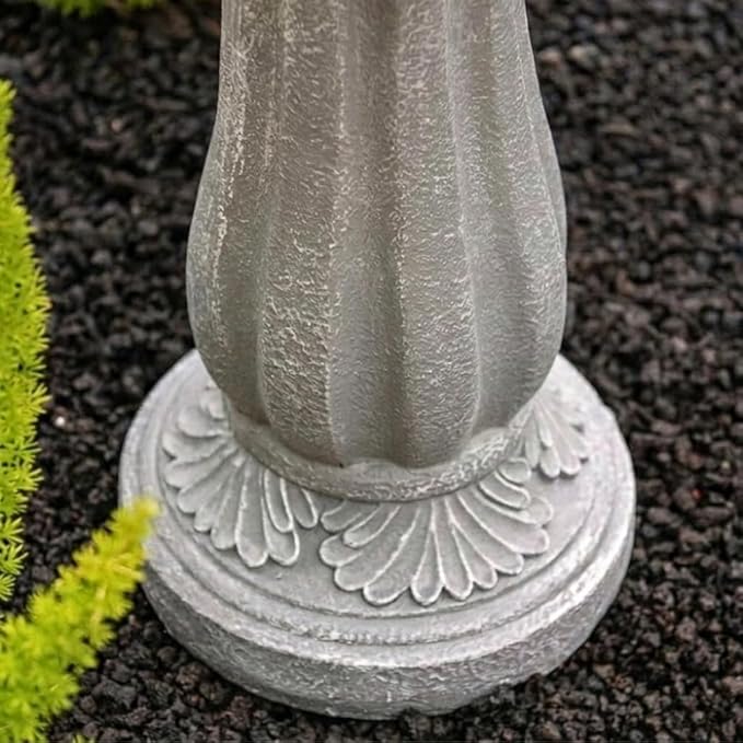 XBrand 36.2" Solar Powered 2-Tier Outdoor Water Fountain, Resin Fountain with Solar Panel Pump, Gray