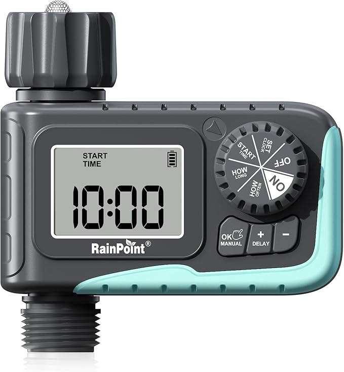 RAINPOINT Sprinkler Timer, Programmable Water Timer for Garden Hose, Outdoor Soaker Hose Timed with Rain Delay/Manual/Automatic Watering System, Digital Irrigation for Yard, Lawn, 1 Outlet by RainPoint