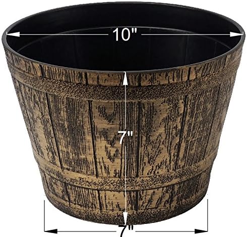 Sapphire Fancy Whiskey Barrel Set of 2 Victorian Rustic Look Flowerpots/Planters for Indoor Outdoor Garden Patio Office Home Decor Use (Gold-S)