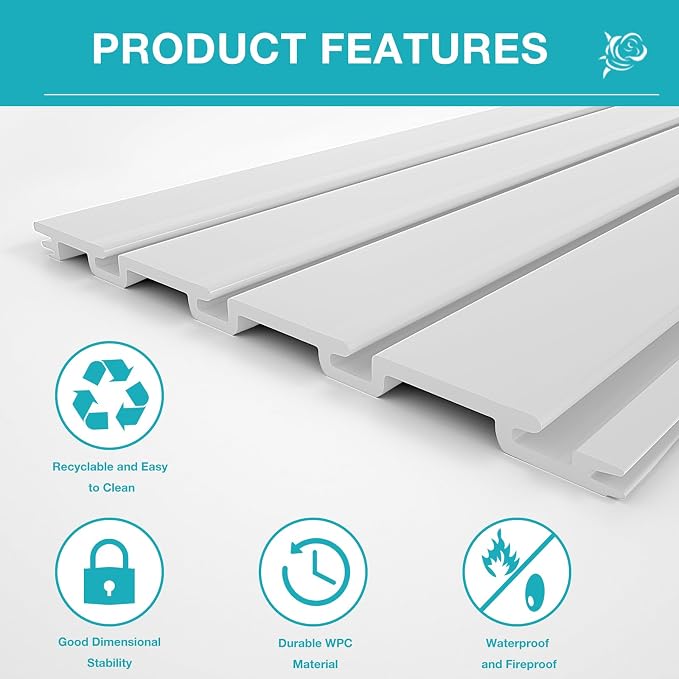 NeatiEase Slatwall Panel Wall Storage Systems, 4 x 8ft Slat Wall Paneling Garage Wall Organizer, Heavy Duty Wall Mounted PVC Wall Rack (White) - Image 2