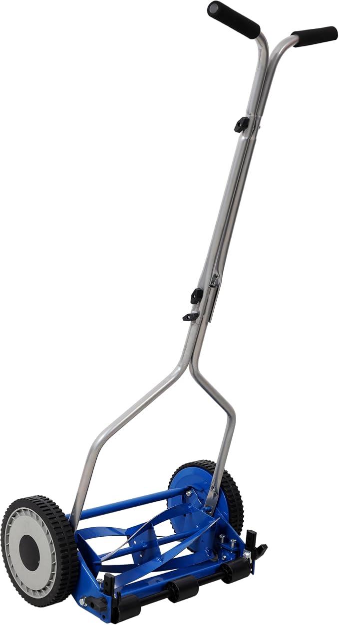 14in Push Reel Lawn Mower 5-Blade Manual Grass Cutter for Small Lawns,Lightweight & Eco-Friendly Adjustable Cutting Height 0.5"-2.25",Noise-Free & Low Maintenance,Blue Color - Image 3