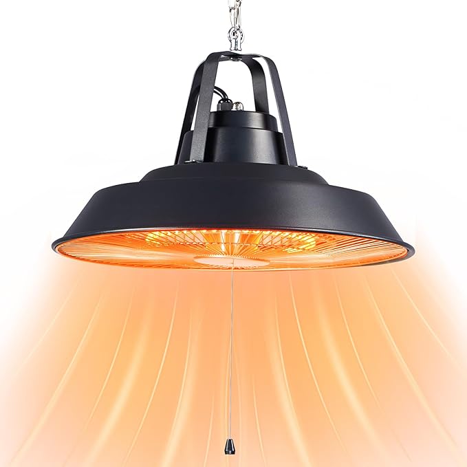 Electric Outdoor Patio Heater, 1500W Ceiling Mounted Heaters, Hanging Carbon Infrared 600W 900W 1500W IP34 Radiant Heater for Garage, Gazebos, Shop, Deck