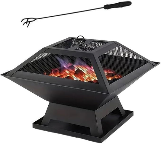 18.5-Inch Outdoor Fire Pit with Mesh Spark Screen & Poker – Portable Wood-Burning Fire Bowl for Backyard, Patio, Camping & Bonfires – Heavy-Duty Powder-Coated Steel by Unknown