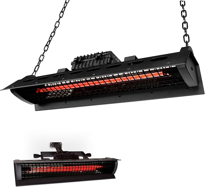 Star Patio Electric Patio Heater with Remote, Outdoor Wall Mounted & Ceiling Heater, Outdoor Heaters, Hanging Patio Heater, Industrial Black, STP2020-A-RMN2025