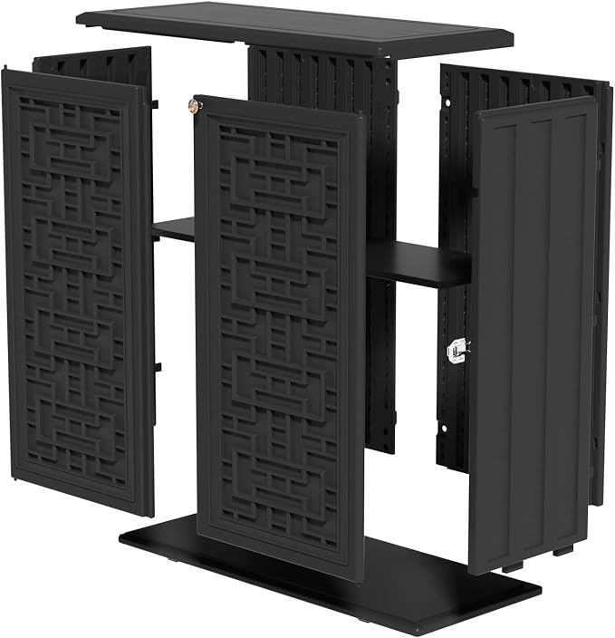 ZZM HDPE Outdoor Storage Shed, Outdoor Plastic Storage Cabinet, Horizontal Resin Tool Shed for Garden, All Weather Outdoor Storage Clearance, DIY Usage, with one Shelf (Black) - Image 9
