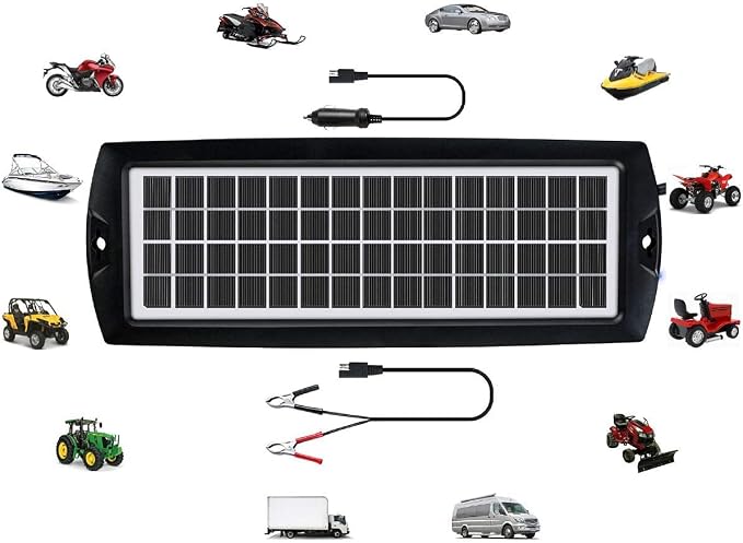 Sunway Solar Car Battery Trickle Charger & Maintainer 5W Solar Panel Power 12V Charger kit Portable Waterproof for Automotive RV Marine Boat Truck Motorcycle Trailer Tractor Powersports Snowmobiles - Image 6