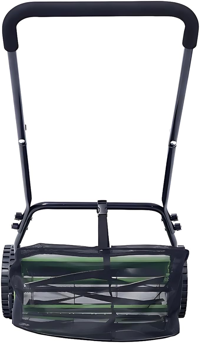 14-Inch 5-Blade Push Reel Lawn Mower with Grass Catcher, Green - Adjustable Height Precision Cutting, Eco-Friendly Manual Lawn Mower with Durable Steel Blades for Lawn Maintenance - Image 5