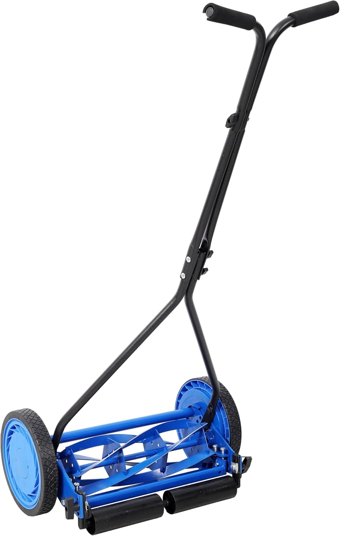 16in Push Lawn Mower, Push Reel Lawn Mower (Black Blue) - Image 5