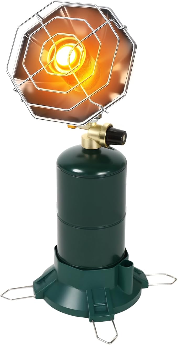 Breeze Touch Portable Propane Heater for Camping, 6200 BTU Outdoor Heater with Foldable Gas Tank Holder and Control Valve, Small Heaters for 1lb Propane Tanks, Suitable for Tent Fishing Hunting