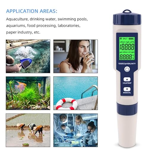 Pool Salt Tester & PH Meter, Hofun Digital Salinity Meter and PH Tester for Aquarium and Pool Saltwater Water, 5 in 1 Salinity PH Temp EC and TDS Meter, Aquarium Swimming Pool Hot Tub, High Accuracy - Image 7