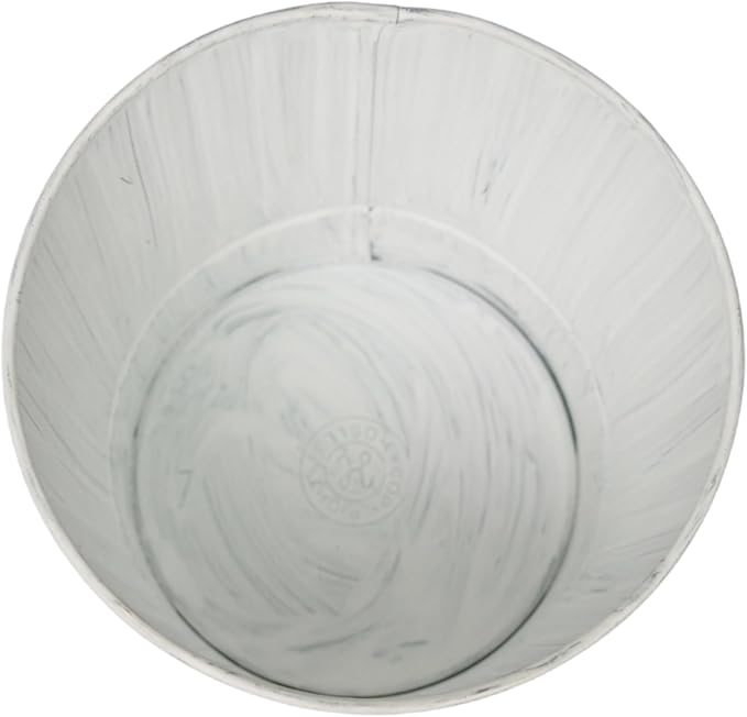 Hosley Pack of 2 White Wash Metal Planters, 5" Diameter x 4.8" High Rustic Farmhouse Buckets for Floral Arrangements, Weddings, Parties, Events & Home D??cor