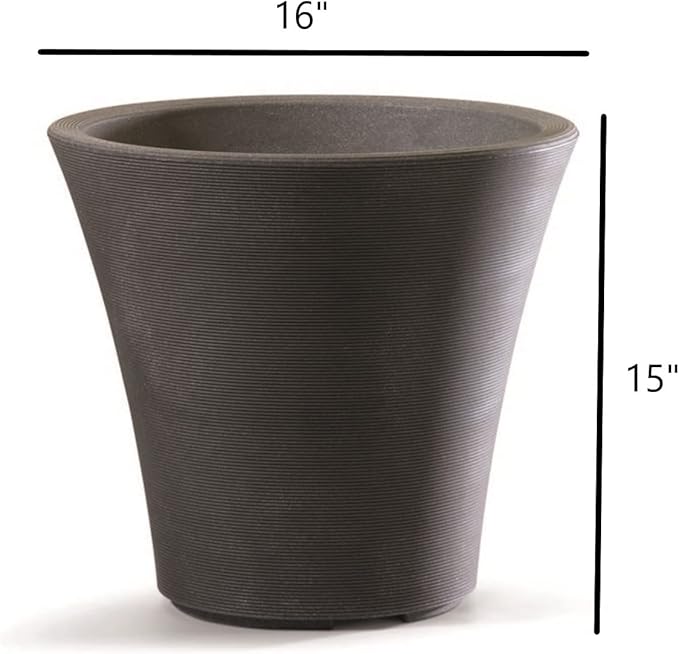 Garden Elements Indoor/Outdoor Resin Pamploma Round Planter, Cappuccino 16"