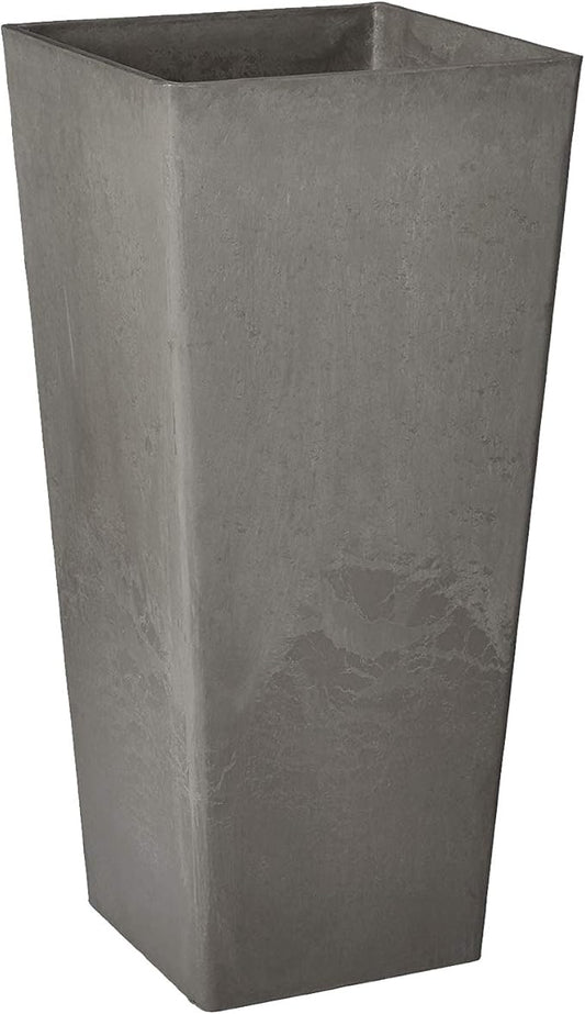 Arcadia Garden Products PSW Pot Collection Contempo Tall Square for Indoor and Outdoor Plants and Gardens,13x13x28, Cement Color