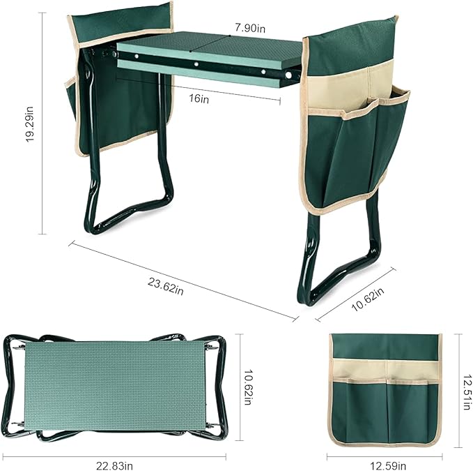KVR Upgraded Garden Kneeler and Seat with Thicken & Widen Soft Kneeling Pad,Heavy Duty Foldable Gardener Stool with 2 Tool Pouches,Gardening Gifts for Women Mom Men Seniors¡­… - Image 3