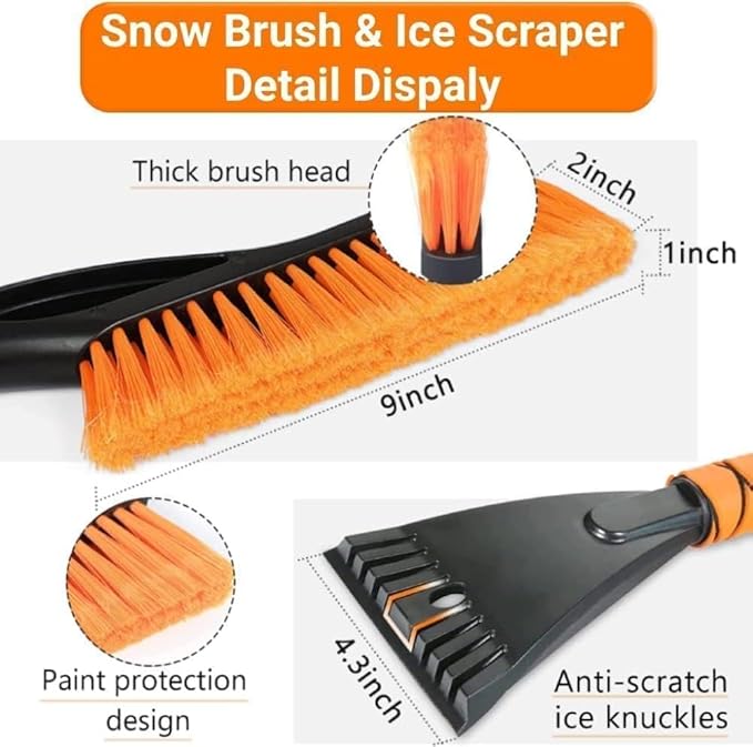 Snow Brush & Ice Scraper, 27 Inch, Ice Scrapers for Car Windshield, Detachable Snow Removal Tool with Ergonomic Foam Grip for Cars, Trucks, Suvs (Heavy Duty Abs, PVC Brush) - Image 2