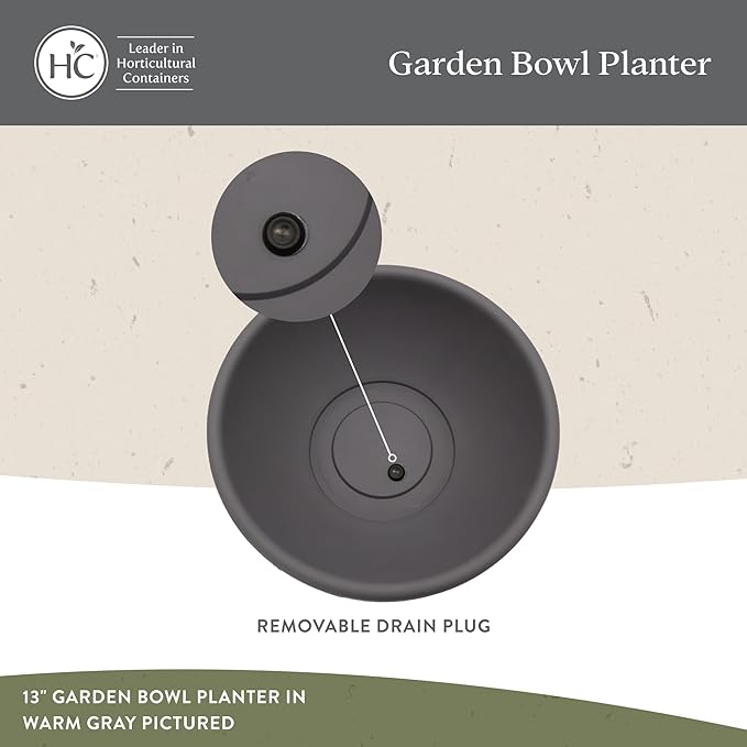 The HC Companies 20 Inch Shallow Garden Bowl Plant Pot with Drainage, Lightweight UV-Resistant Plastic Planters for Succulents, Herbs & More, 2-Pack Planters for Indoor Outdoor Home Decor, Black