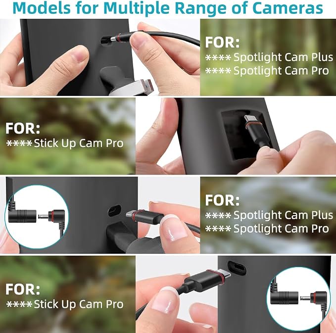 2PCS Barrel Plug to USB-C Adapter for Ring USB C Outdoor Cameras, Barrel Adapter Compatible with Ring Solar Panel for Stick Up Cam and Spotlight Cam Pro, Black - Image 2