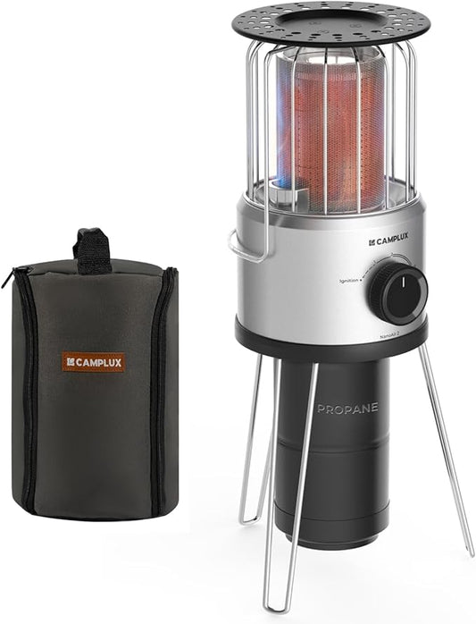 Portable Propane Heater, CAMPLUX 8,500 BTU Outdoor Patio Heater with Safety Tilt Switch and Adjustable Heat, 4.2Lb Light Weight with Storage Bag, Ideal for Camping Tents, Garages, Patio, Fishing Spots