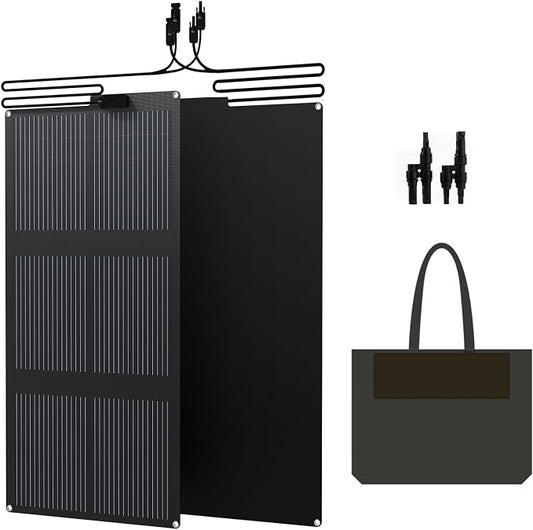 FlexSolar 120W (2-Pack 60W) N-Type Solar Panel, 25% High Efficiency, IP67 Waterproof, Half-Cut Cell, Lightweight Parallel Charger for RV, Camping, Off-Grid & Portable Power Station by FlexSolar