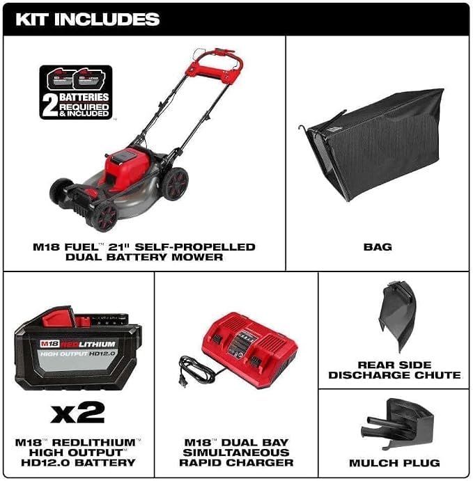 for Milwaukee.d M18 Fuel 21inch Self-Propelled Dual Battery Mower Kit - Image 2