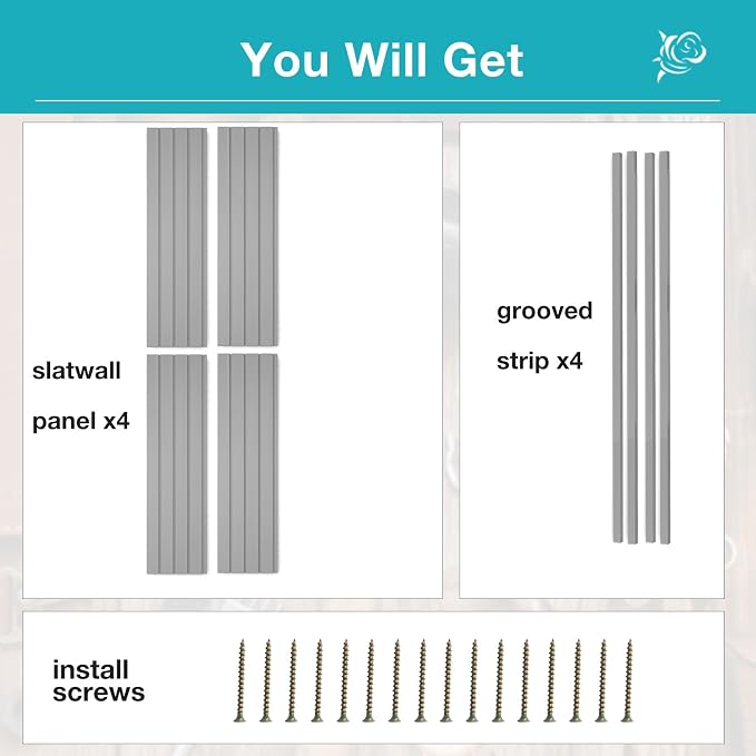 NeatiEase Slatwall Panel Wall Storage Systems, 4 x 4ft Slat Wall Paneling Garage Wall Organizer, Heavy Duty Wall Mounted PVC Wall Rack (Gray) - Image 4