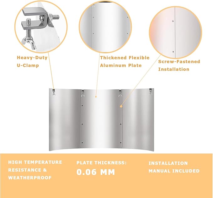 Patio Heater Reflector Shield Heat Focusing Reflector Outdoor Heaters for Patio Propane Heater Propane Heaters Indoor Heat Lamp Heat Shield