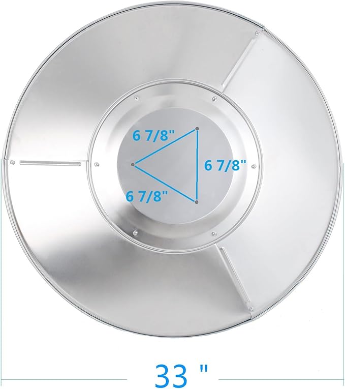 2 Units Patio Heater Reflector Shield, Aluminum Heat Reflector Shield Top for Propane Outdoor Heaters,Dome Replacement Parts(33" Diameter Round，3-Hole Mount)