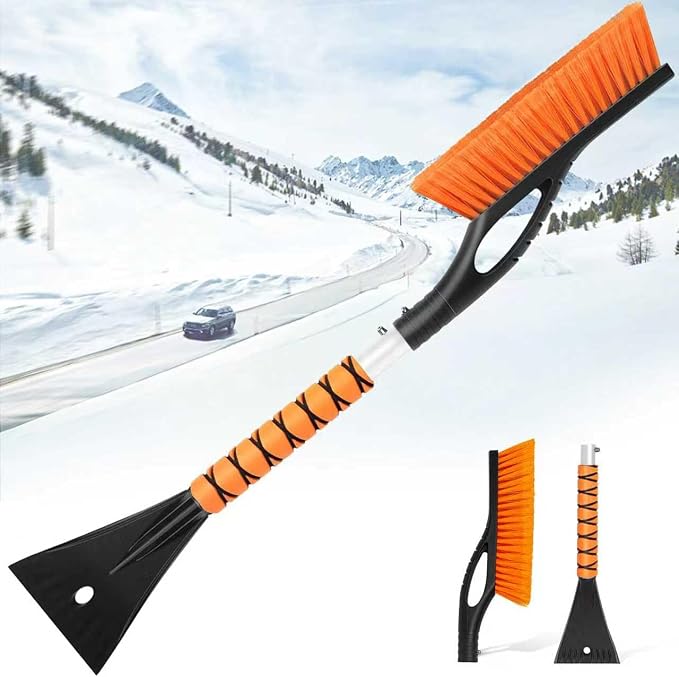 27" Snow Brush and Ice Scrapers for Car Windshield, Car Accessories for Men Detachable Snow Scrapers with Ergonomic Foam Grip for Cars, Trucks, SUVs by UMUACCAN