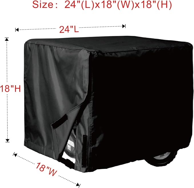 Porch Shield Waterproof Universal Generator Cover 24 x 18 x 18 inch - for Most Generators 3000-4500 Watt, Black - Image 2