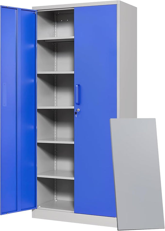 Letaya Metal Garage Storage Cabinets with Lock Door and Adjustable Shelves, Steel Tool Cabinets for Home,Office,Warehouse Organisieren (Blue Gray) by LetayaMetalCabinets