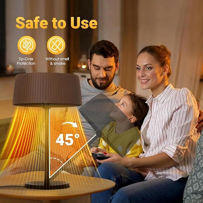 Electric Outdoor Patio Heater, 1500W Tabletop Infrared Heater for Indoor & Outdoor, IP55 Waterproof, Fast Heating, Tip-Over Protection, Perfect for Garden, Balcony, Garage, Porch (brown, tabletop)
