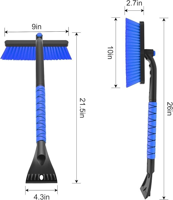nacena Snow Brush and Ice Scrapers for Car Windshield, Detachable Snow Remover for Cars EVA Foam Grip and Rotatable Brush Head Snow Scraper for Car Trucks SUV, Winter Cars Accessories (Blue) - Image 2