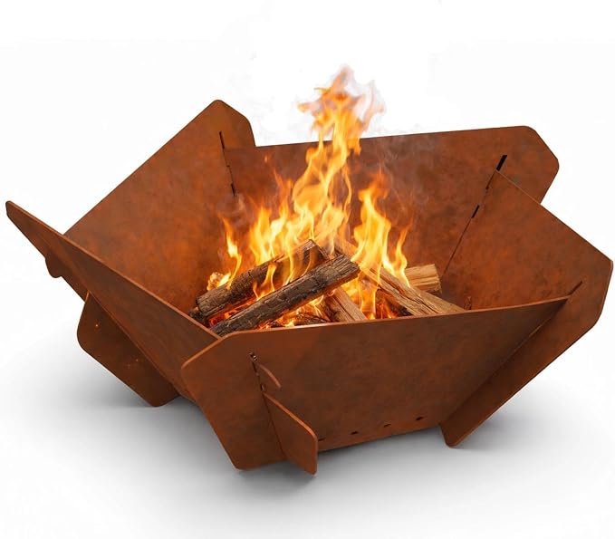 Decoroca Corten Steel Fire Pit - Outdoor Wood Burning Pit for Backyard Patio, Garden & Terrace, Durable & Weather-Resistant, Ideal for Family Gatherings & Parties by Decoroca