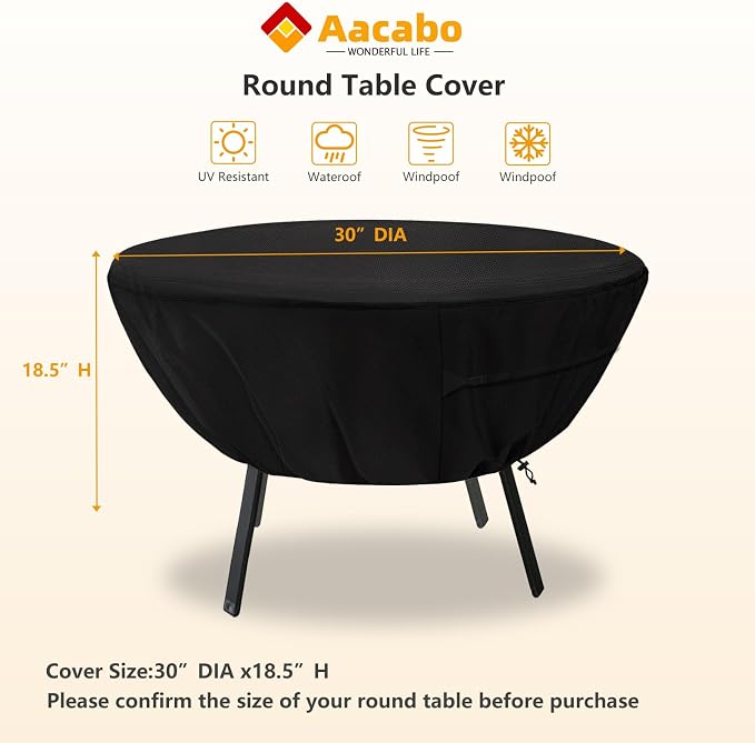 Round Patio Table Cover,Suitable for 30 Inch Diameter Patio Tables,Waterproof Heavy Duty Round Outdoor Coffee Table Cover - Image 2