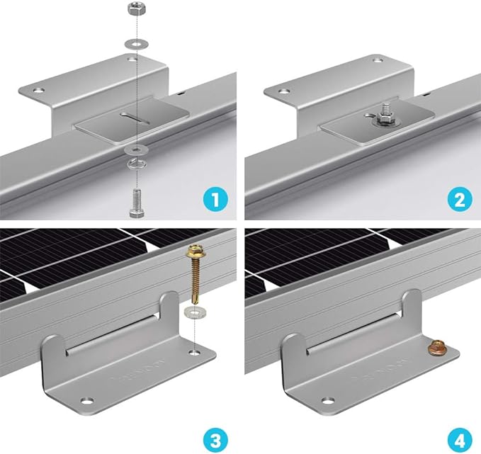 Renogy 4 Sets of Solar Panel Mounting Z Brackets Lightweight Aluminum Corrosion-Free Construction for RVs, Trailers, Boats, Yachts, Wall and Other Off Gird Roof Installation, 4 Count - Image 4