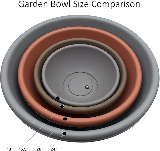 The HC Companies 20 Inch Large Garden Bowl Planter - Shallow Plant Pot with Drainage Plug for Indoor Outdoor Flowers, Herbs, Teal (Pack of 4)