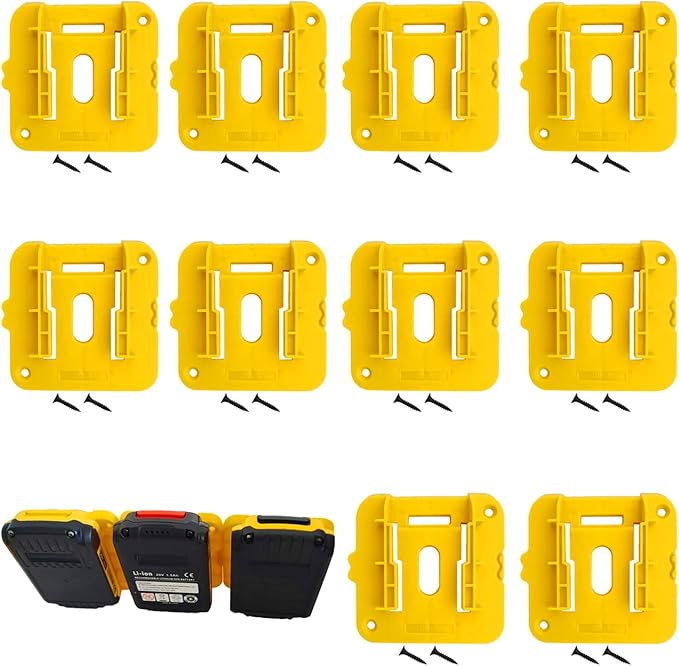 10Packs Battery Holders Mount Fit for Dewalt 20V 60V Battery DCB200 DCB201 DCB202 DCB203 DCB204 DCB205 DCB206 DCB208 by SKCMOX