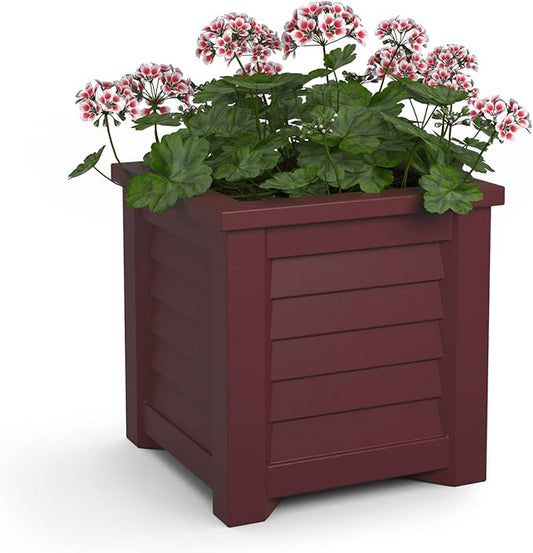 Mayne Lakeland 16-Inch Square Planter – Self-Watering, Weather-Resistant Planter for Flowers – Durable Outdoor Design for Patio, Porch, or Entryway