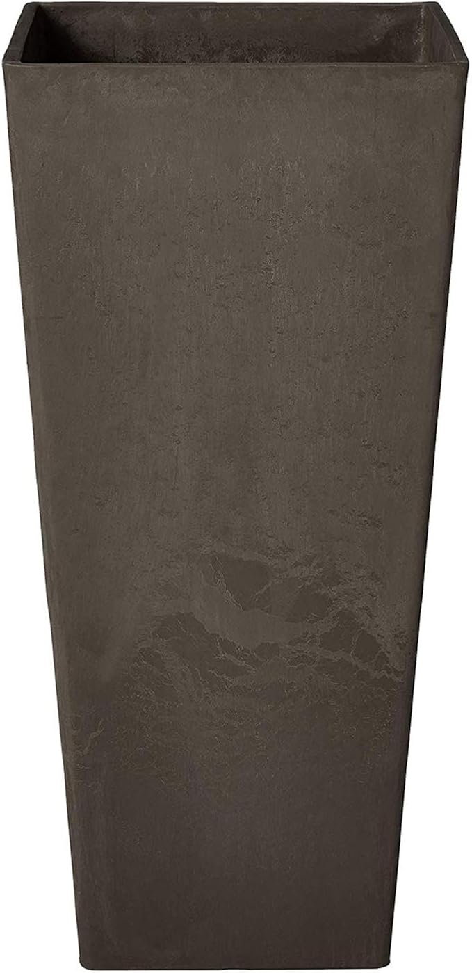 Arcadia Garden Products PSW FS32DC Contempo Tall Square Planter, 13 by 13 by 28-Inch, Dark Charcoal