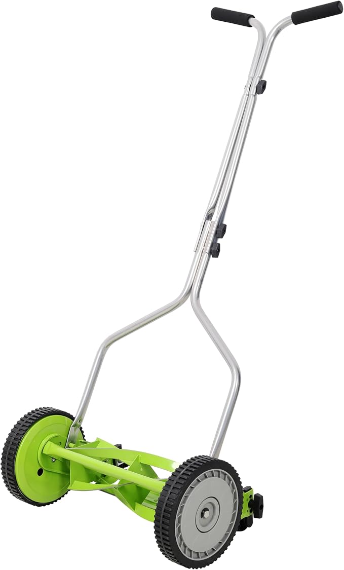 14in Push Reel Lawn Mower 5-Blade Manual Grass Cutter for Small Lawns,Lightweight & Eco-Friendly Adjustable Cutting Height 0.5"-2.25",Noise-Free & Low Maintenance,Green Color by MATONELL