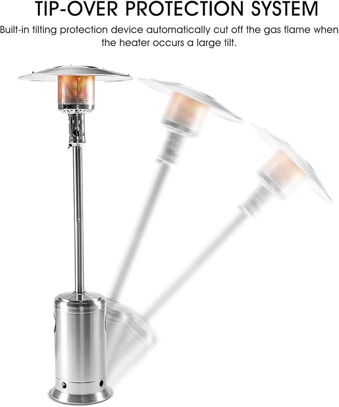 LEGACY HEATING 88inch Standing Heaters Outdoor with Wheels, Stainless Steel Burner, Gas Propane Patio Heater for Outdoor Garden Use, 47000BTU
