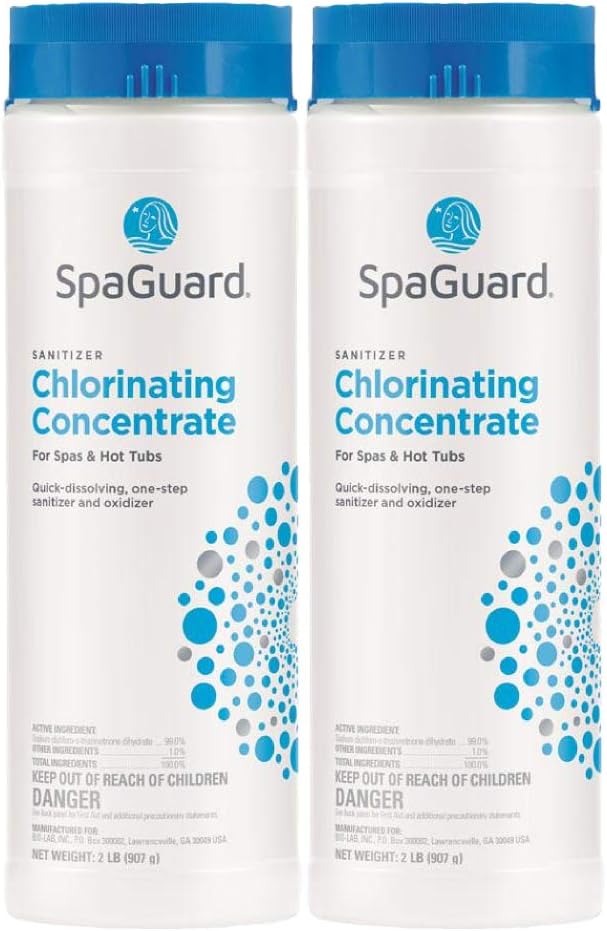SpaGuard Spa Chlorinating Concentrate, 2 lb, Pack of 2, Advanced Spa Water Treatment for Hot Tubs and Spas, Quick Dissolving Oxidizer by SpaGuard